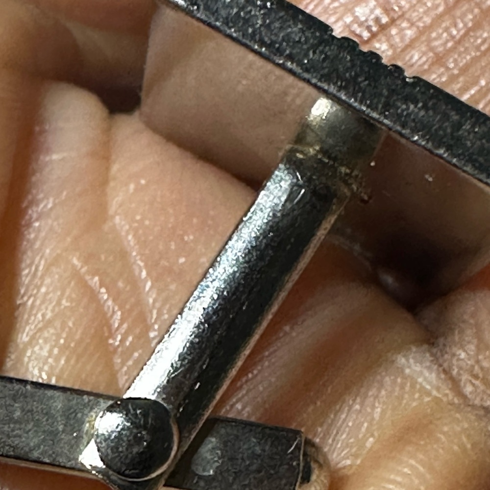 Classic Square Silver Cufflink With Linear Engrav… - image 5